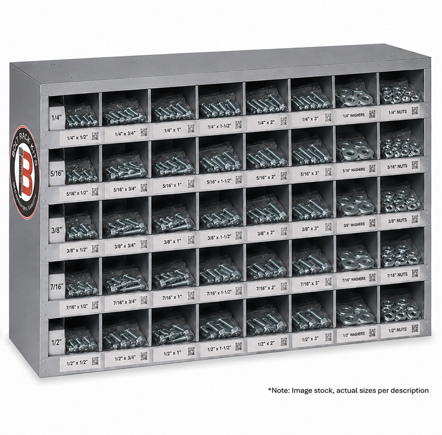12,150+ Piece IMPERIAL HIGH Tensile Fasteners & Rack Kit (Hex Head, Course, Zinc Coated) (Copy)